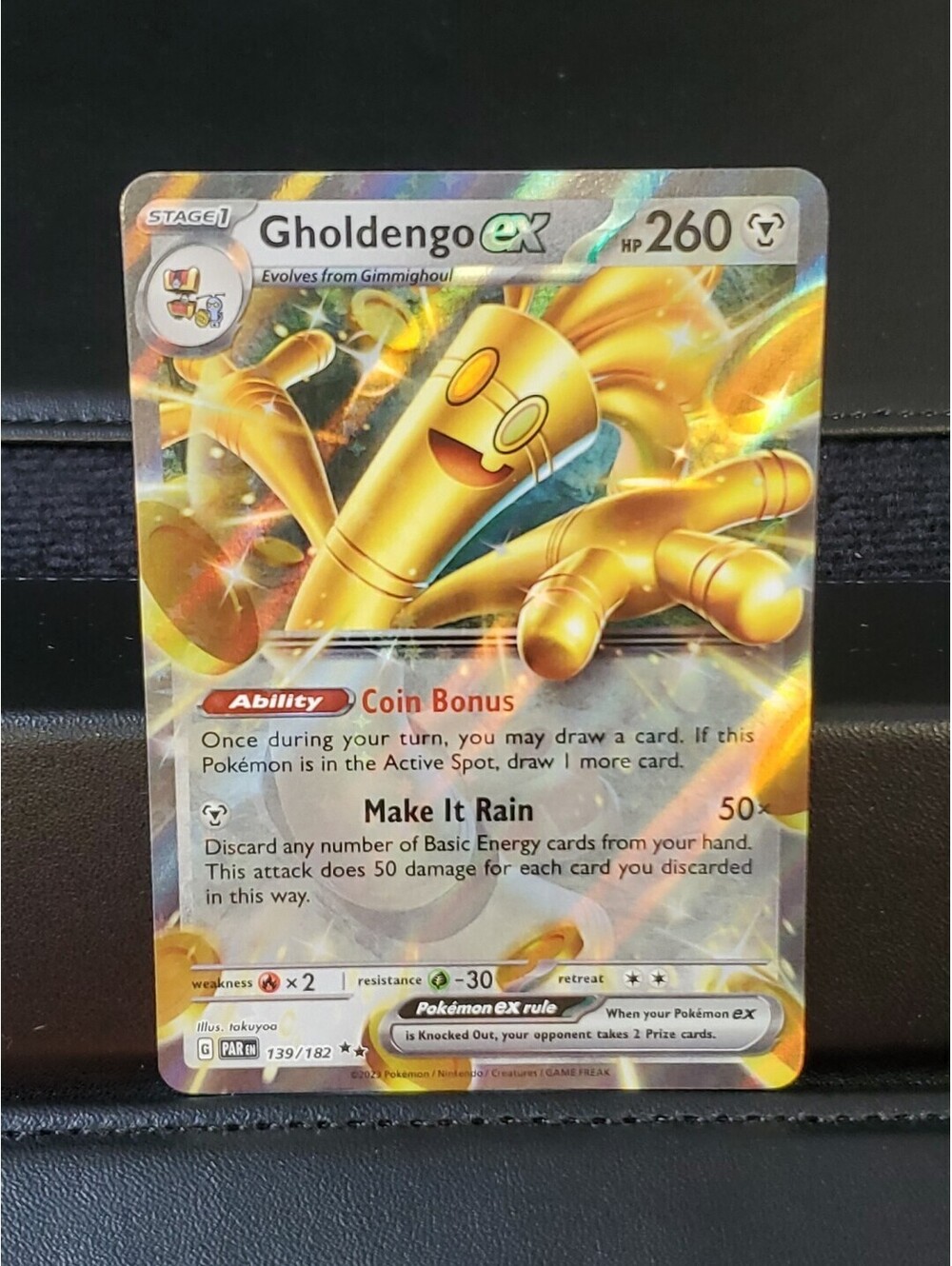 Pokémon TCG Gholdengo ex 139/182 Paradox Rift Double Rare Holo PAR EN EXCELLENT